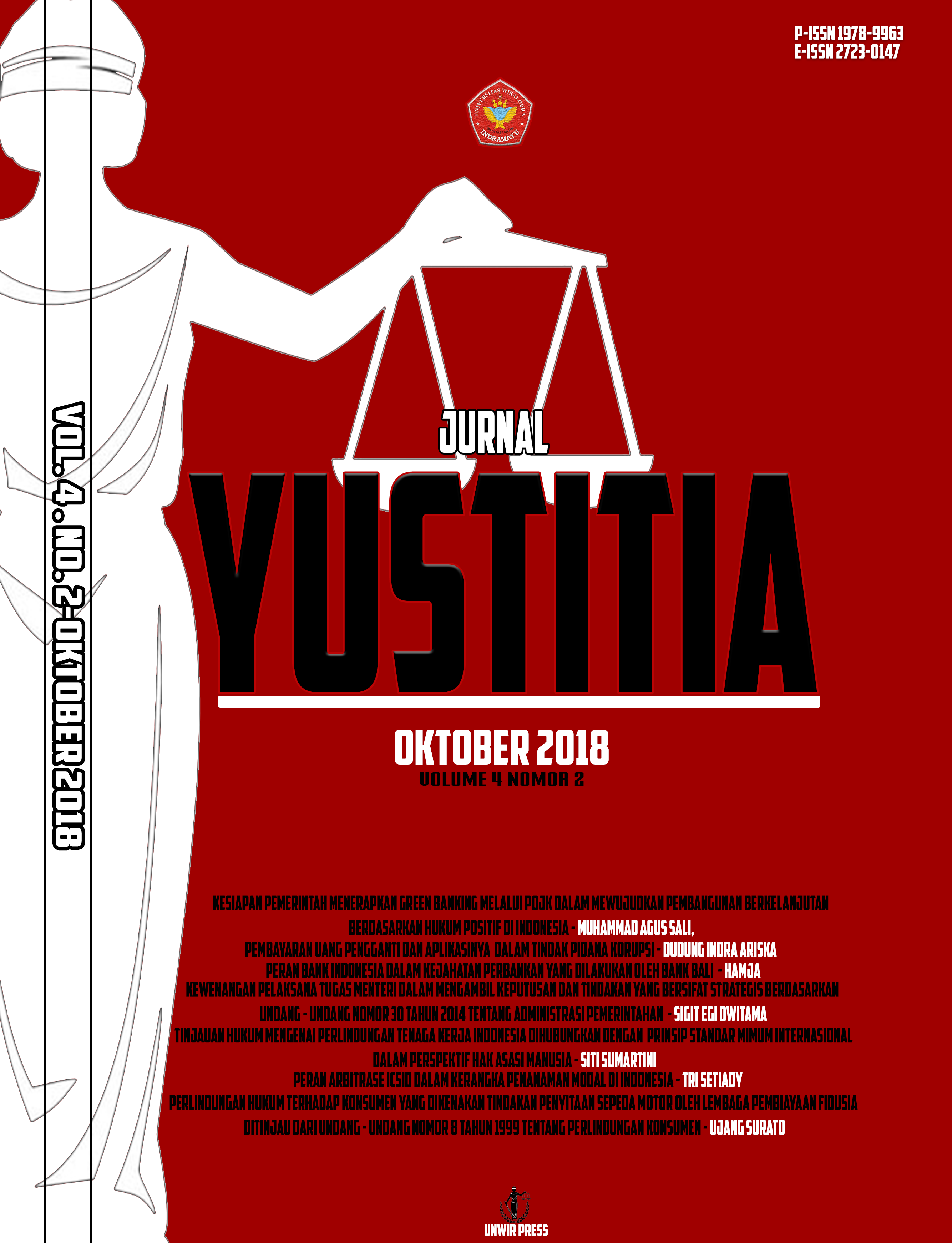 					View Vol. 4 No. 2 (2018): Yustitia
				