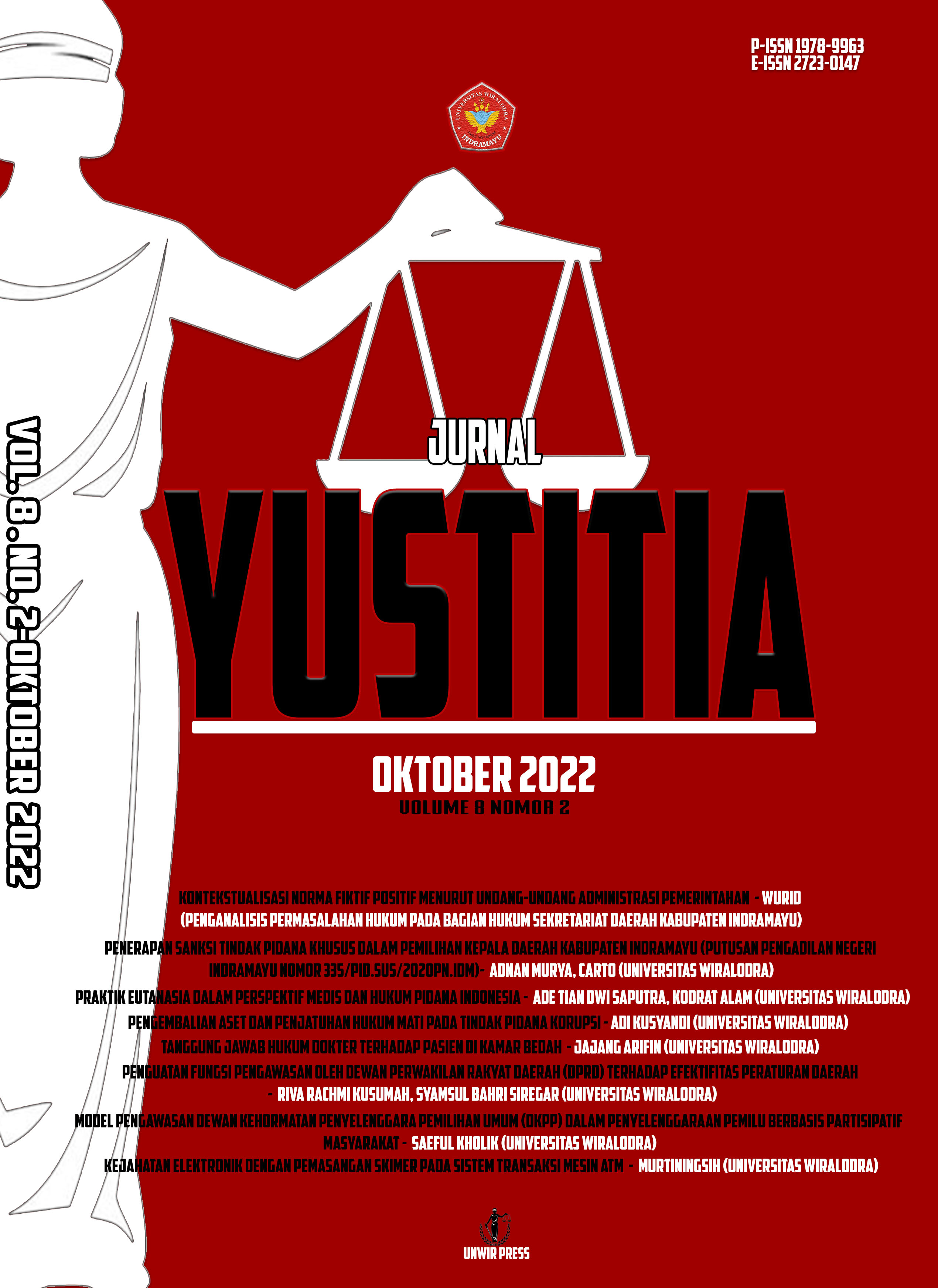					View Vol. 8 No. 2 (2022): Yustitia
				