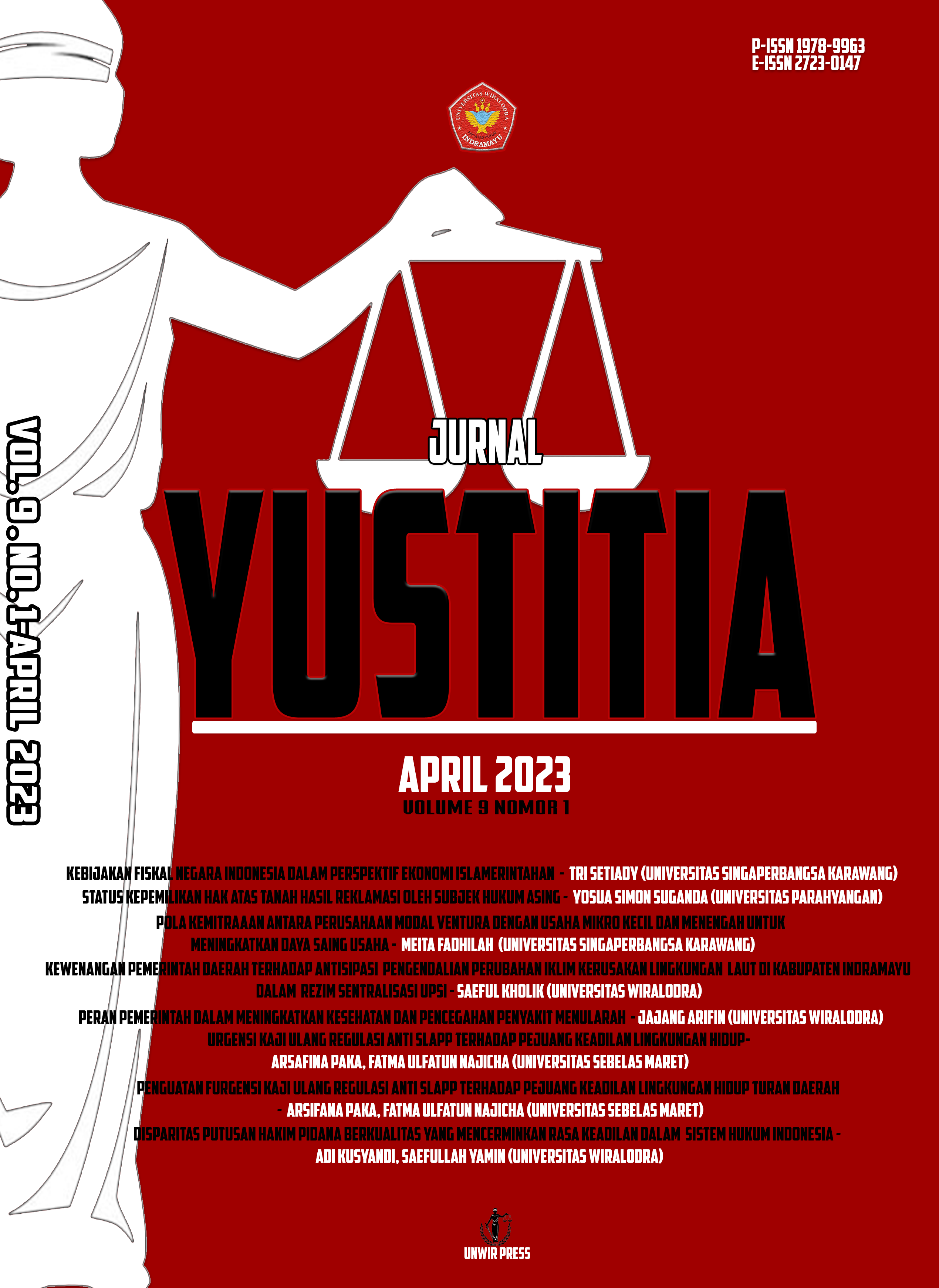 					View Vol. 9 No. 1 (2023): Yustitia
				