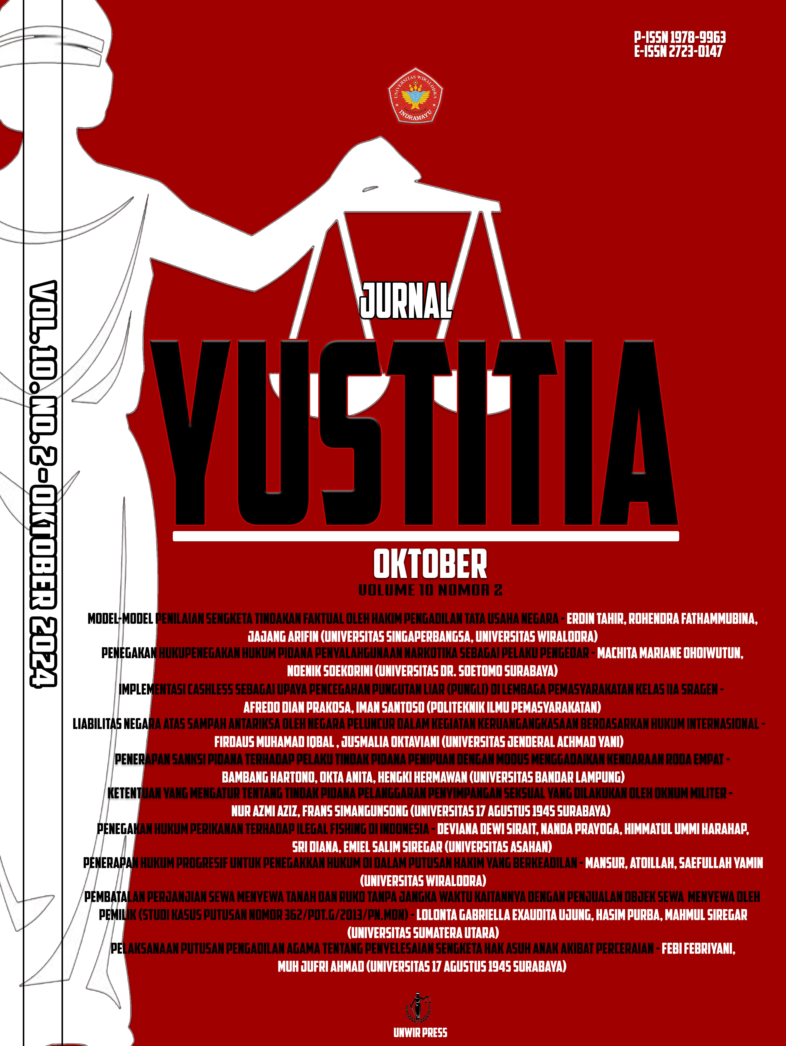 					View Vol. 10 No. 2 (2024): Yustitia
				